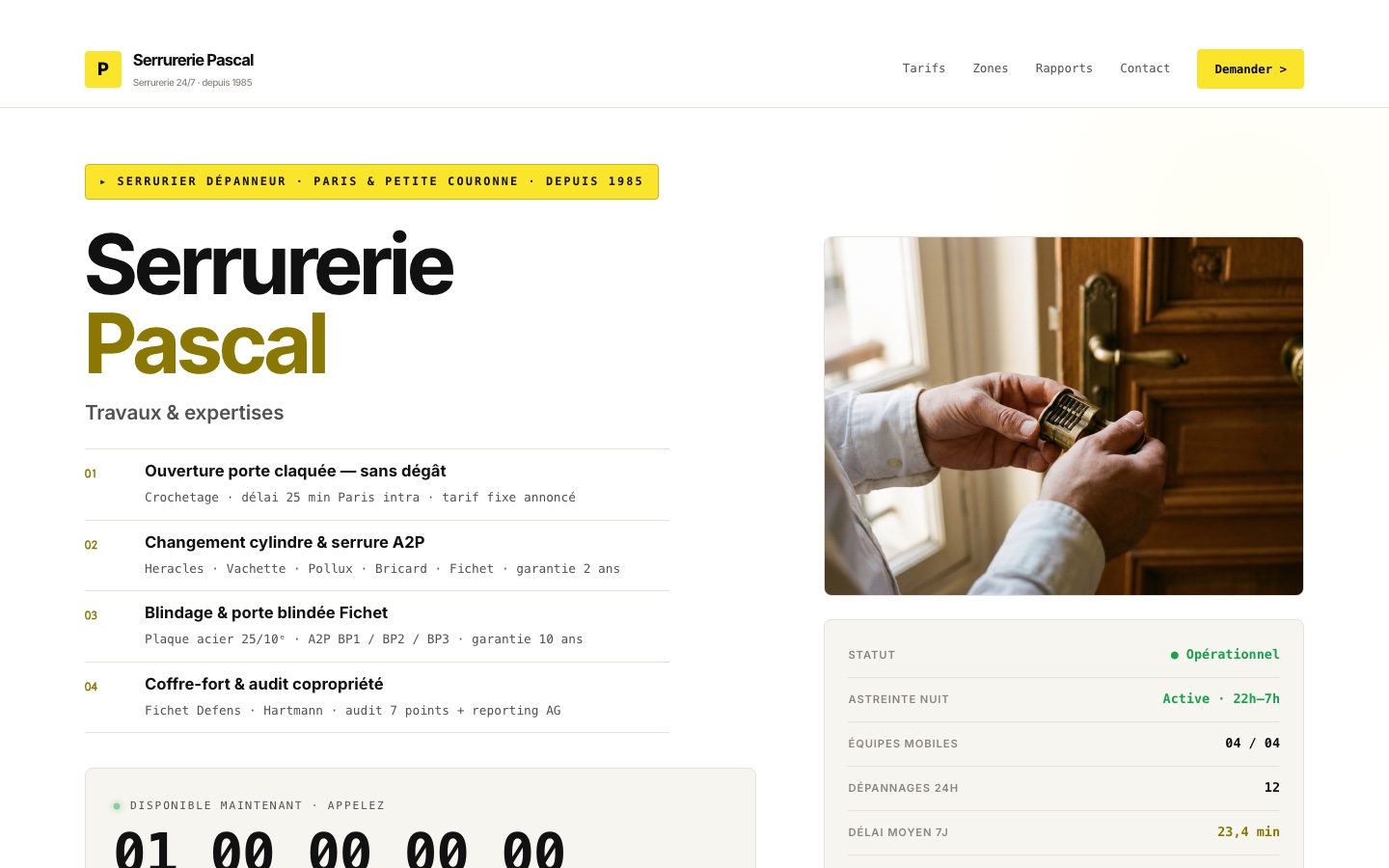 Serrurerie Pascal · démo serrurerie 24/7