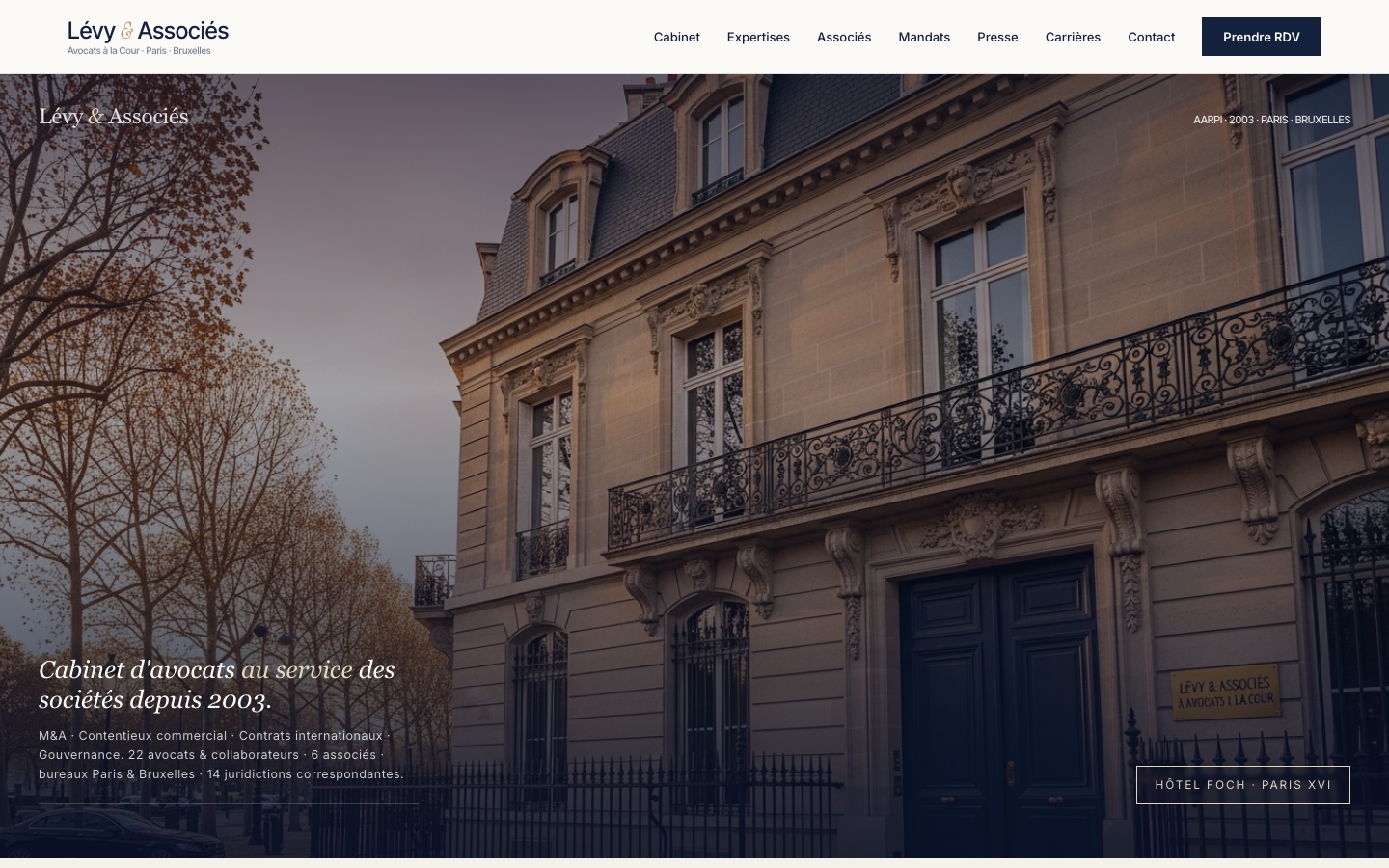 Lévy & Associés · démo droit des affaires M&A restructuring