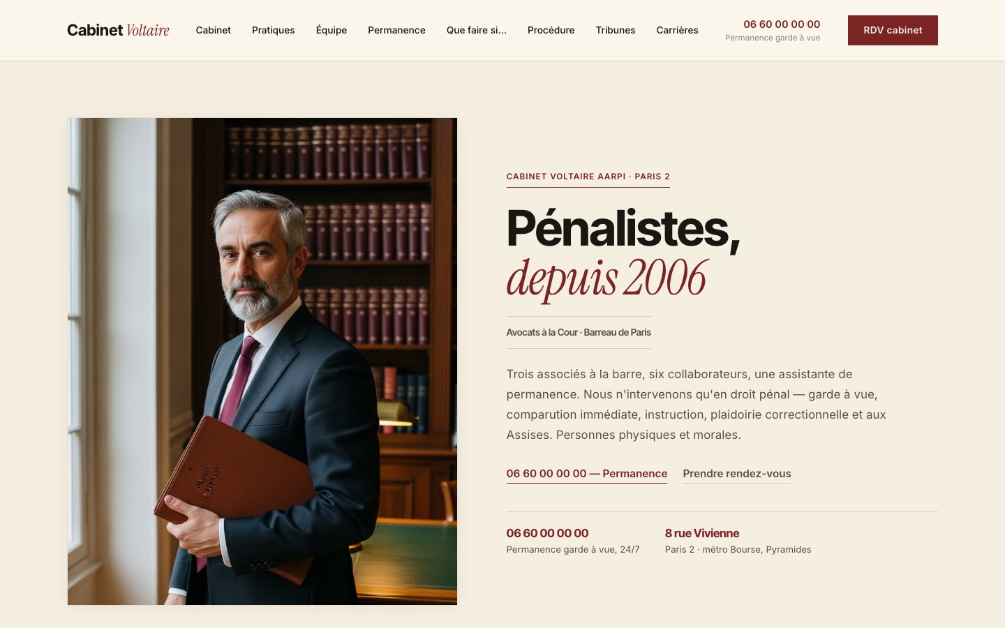 Cabinet Voltaire · démo droit pénal