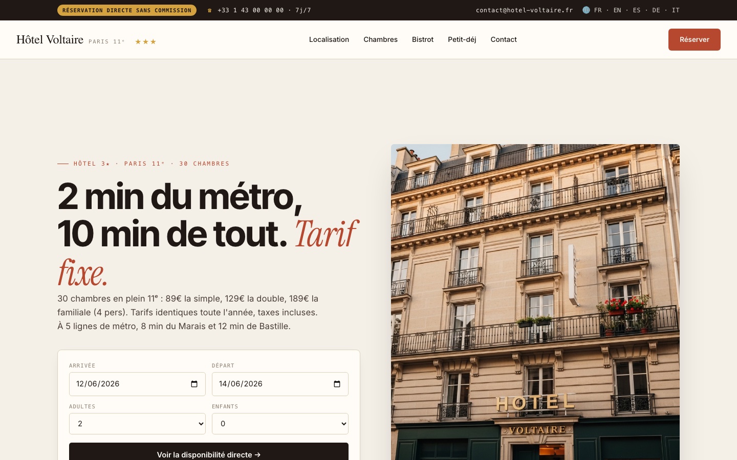 Voltaire · Hôtel 3★ Paris