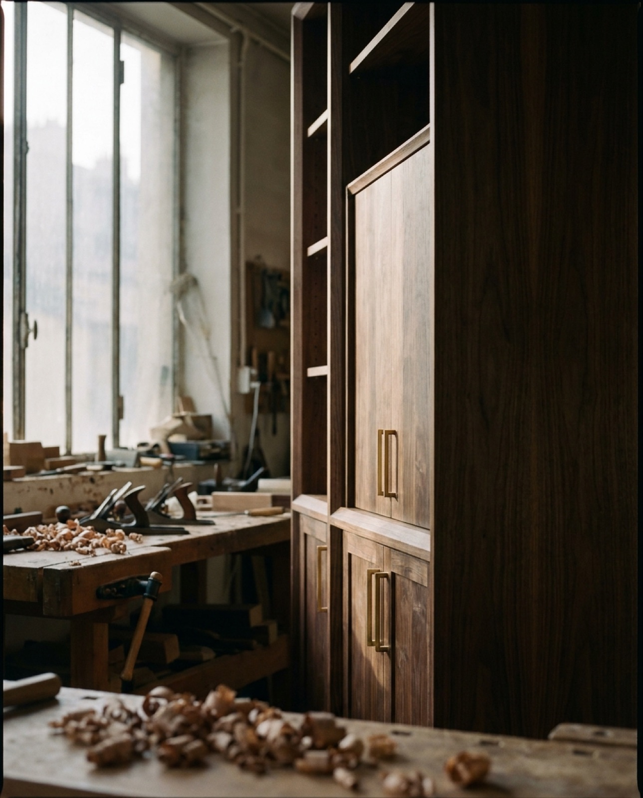 Menuiserie Artemis · bibliothèque sur-mesure noyer