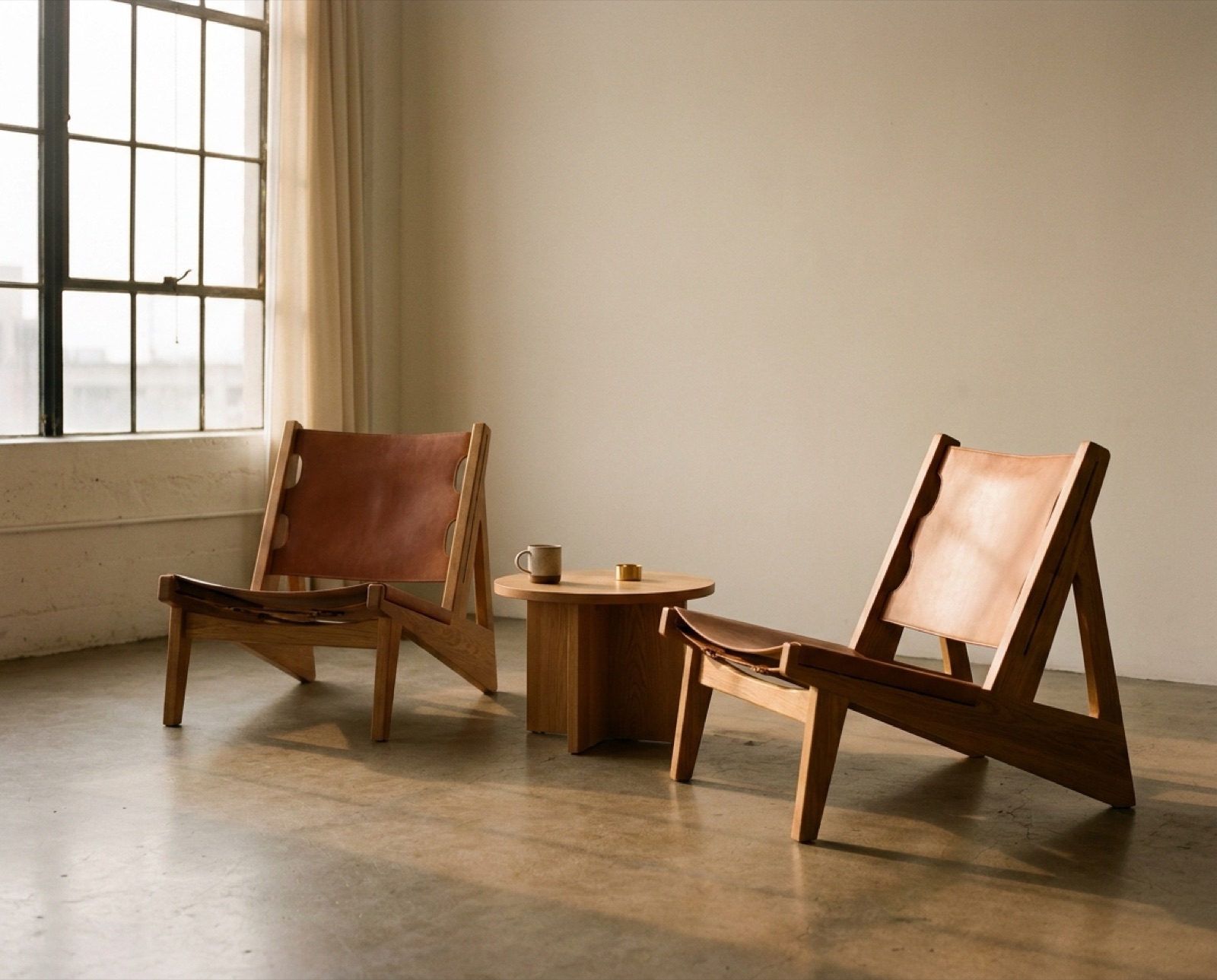 Fauteuils paire chêne tressé