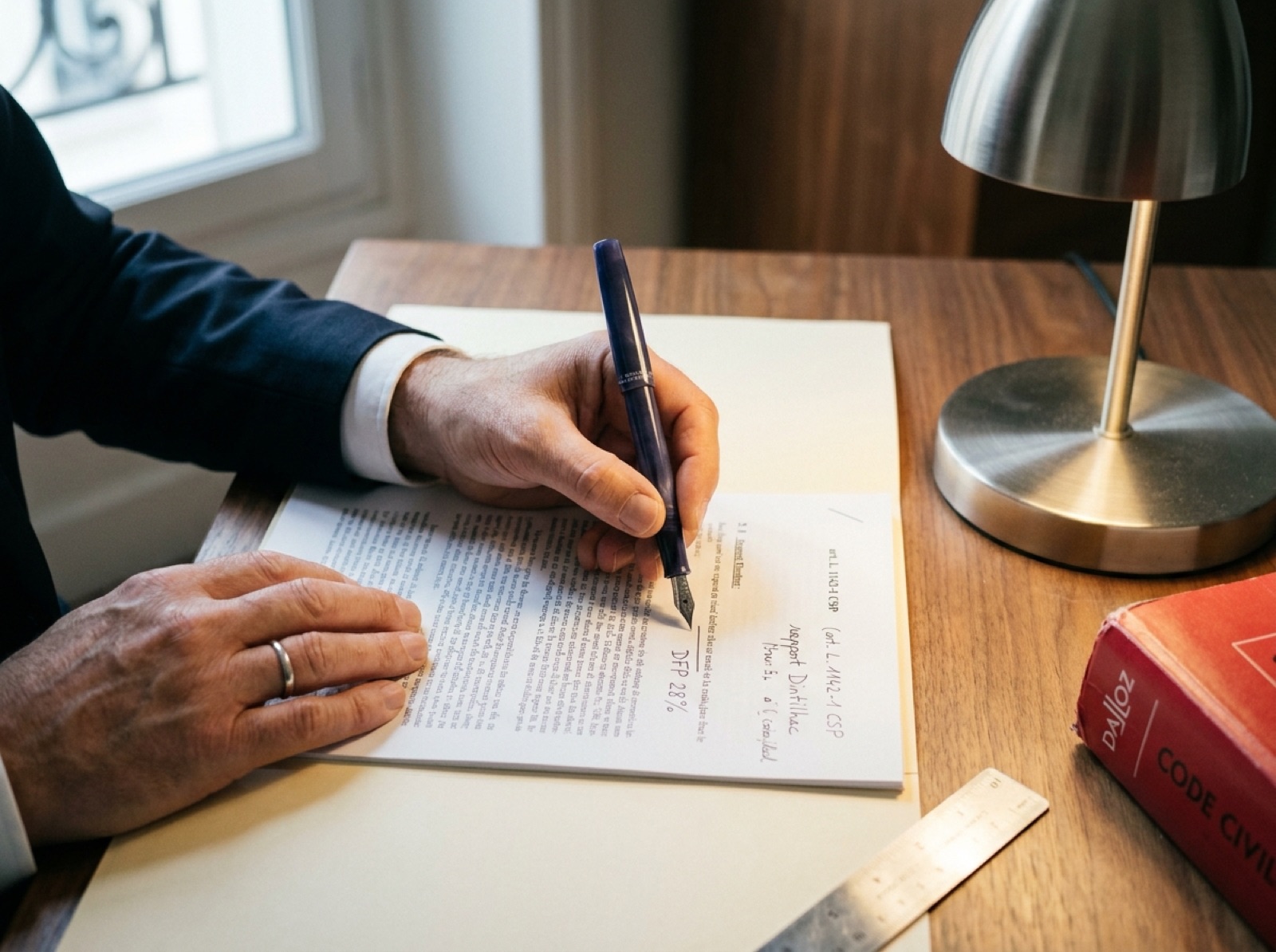 Annotation manuscrite d'un rapport d'expertise médicale au cabinet Lambert.