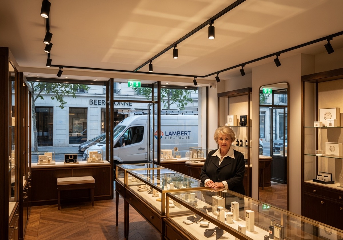 Éclairage LED scénographique commerce — Paris 2ᵉ